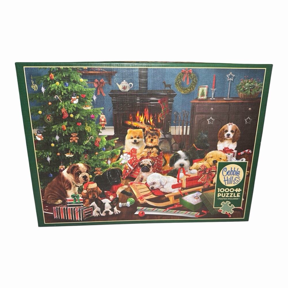 Cobble Hill Jigsaw Puzzle 1000 Pieces "Christmas Puppies" Dogs #80240 Complete